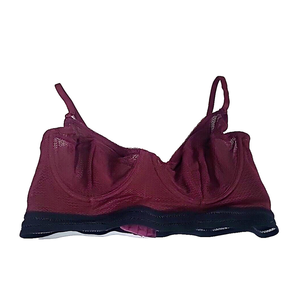 Vince Camuto Burgundy Non Padded Mesh Adjustable Straps Underwire Bra Size 36DD
